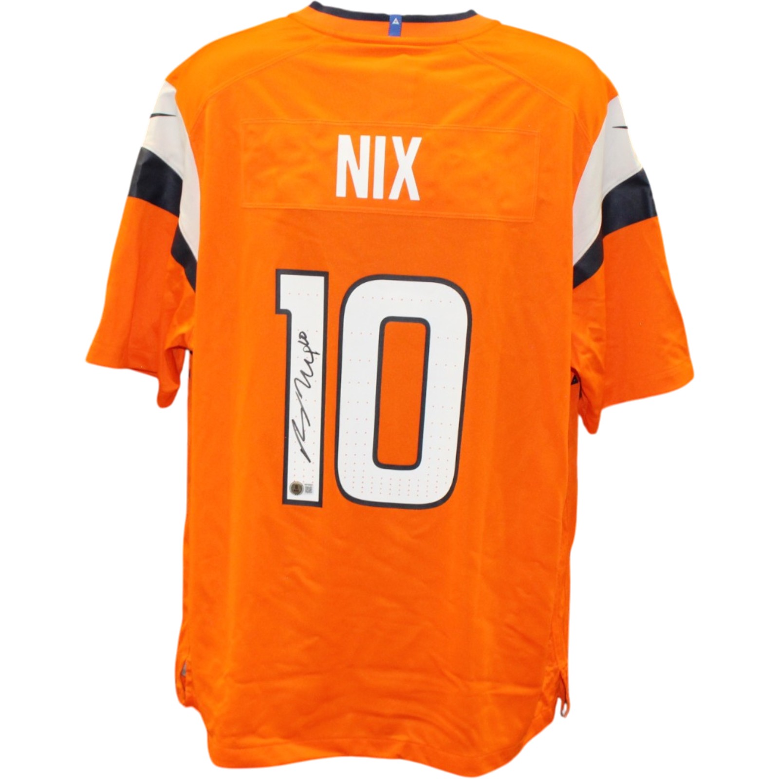 Bo Nix Autographed Denver Broncos Orange Nike Sz XL Jersey Beckett Witness 56426