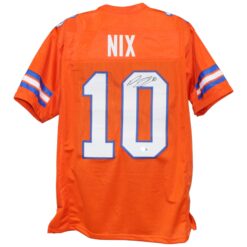 Bo Nix Autographed/Signed Pro Style XL TB Orange Jersey Beckett Witness 53262