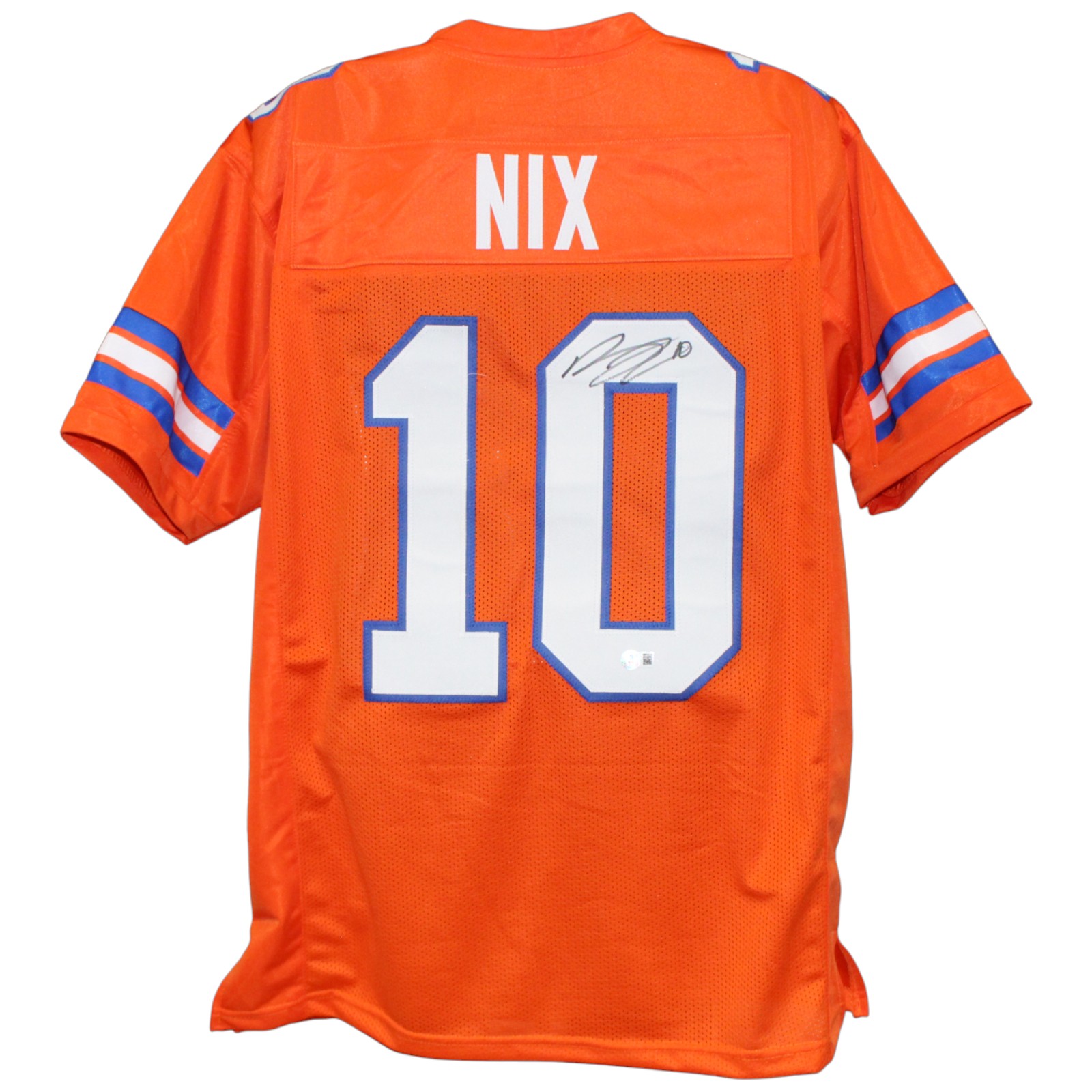 Bo Nix Autographed/Signed Pro Style XL TB Orange Jersey Beckett Witness 53262