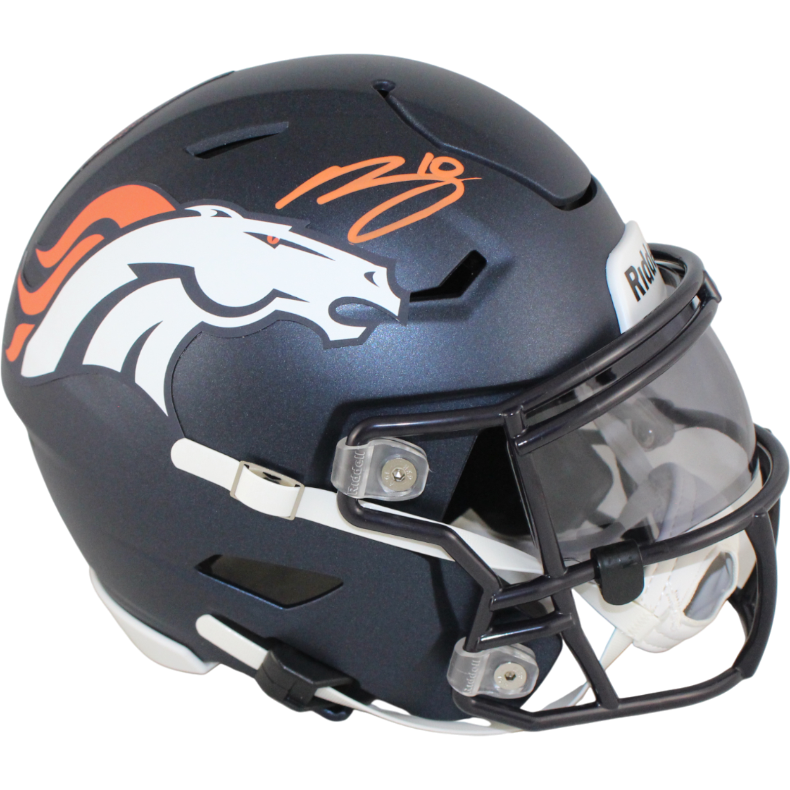 Bo Nix Autographed Denver Broncos Midi Mid-Size Helmet Beckett Witness 53280