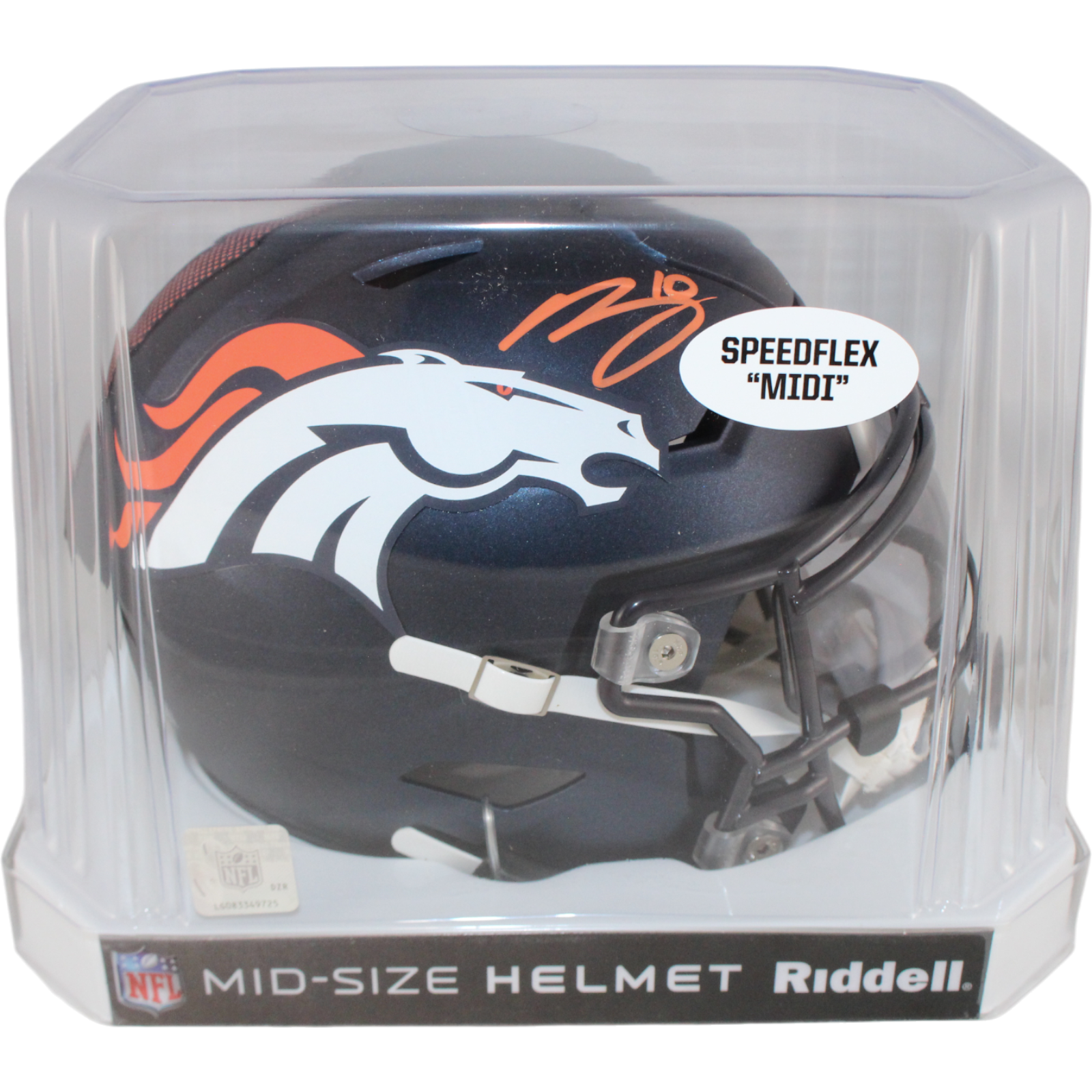 Bo Nix Autographed Denver Broncos Midi Mid-Size Helmet Beckett Witness 53280 5 Bo Nix Autographed Denver Broncos Midi Mid-Size Helmet Beckett Witness 53280