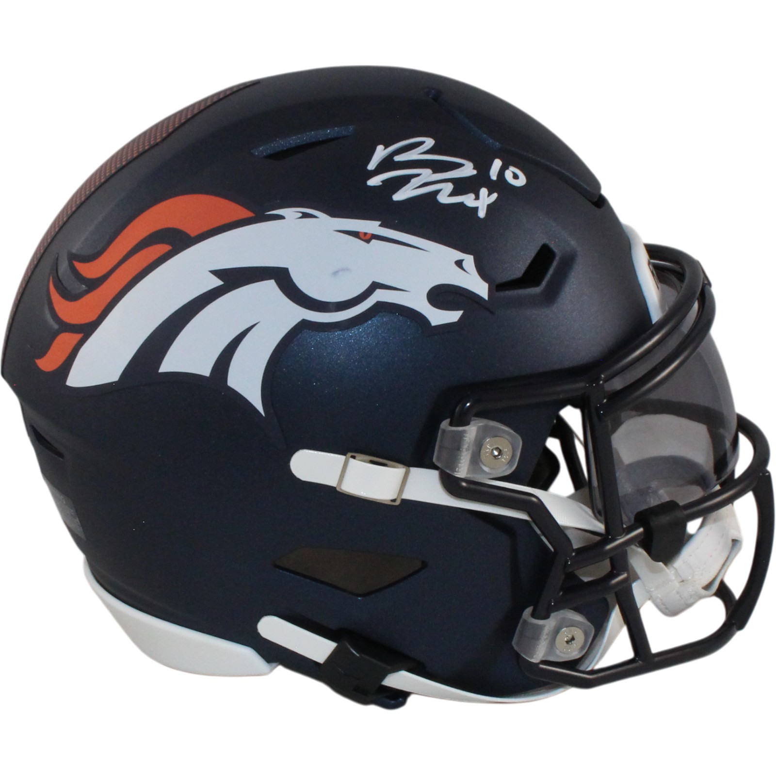 Bo Nix Autographed Denver Broncos Mid-Size Midi Helmet Beckett Witness 55110