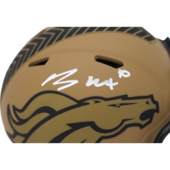 Bo Nix Autographed/Signed Denver Broncos 2023 Salute Mini Helmet Beckett 47548