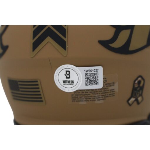 Bo Nix Autographed/Signed Denver Broncos 2023 Salute Mini Helmet Beckett 47548