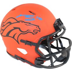 Bo Nix Autographed/Signed Denver Broncos Rave Mini Helmet Beckett Witness 49616