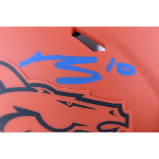 Bo Nix Autographed/Signed Denver Broncos Rave Mini Helmet Beckett Witness 49616