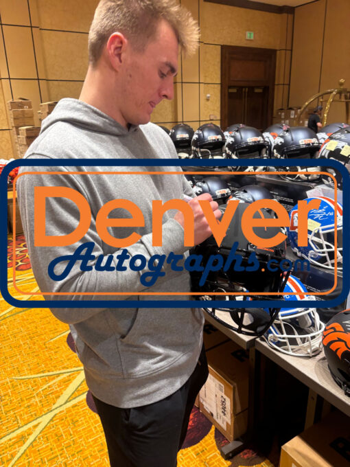 Bo Nix Autographed/Signed Denver Broncos Authentic Eclipse Helmet Beckett 49631