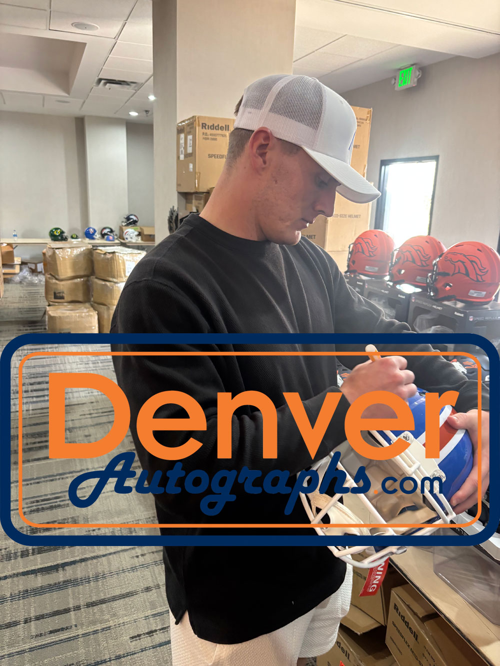 Bo Nix Autographed Denver Broncos Authentic TB Helmet Beckett Witness 53278 6 Bo Nix Autographed Denver Broncos Authentic TB Helmet Beckett Witness 53278