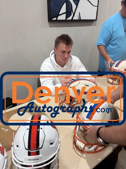 Bo Nix Autographed Denver Broncos SpeedFlex Retro Helmet Beckett Witness 56432 7 Bo Nix Autographed Denver Broncos SpeedFlex Retro Helmet Beckett Witness 56432