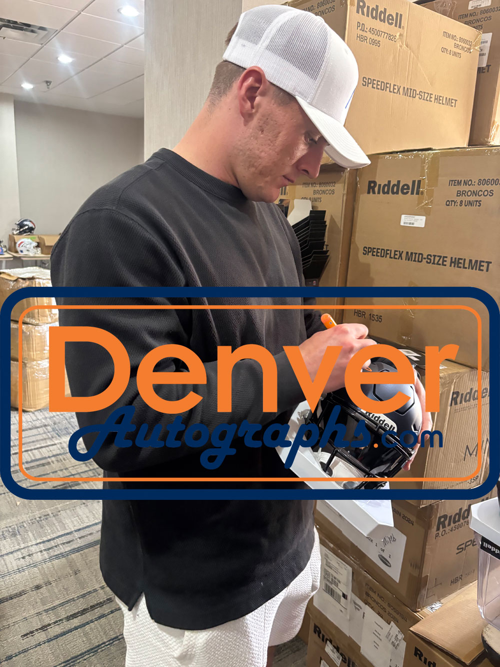 Bo Nix Autographed Denver Broncos Midi Mid-Size Helmet Beckett Witness 53280 6 Bo Nix Autographed Denver Broncos Midi Mid-Size Helmet Beckett Witness 53280