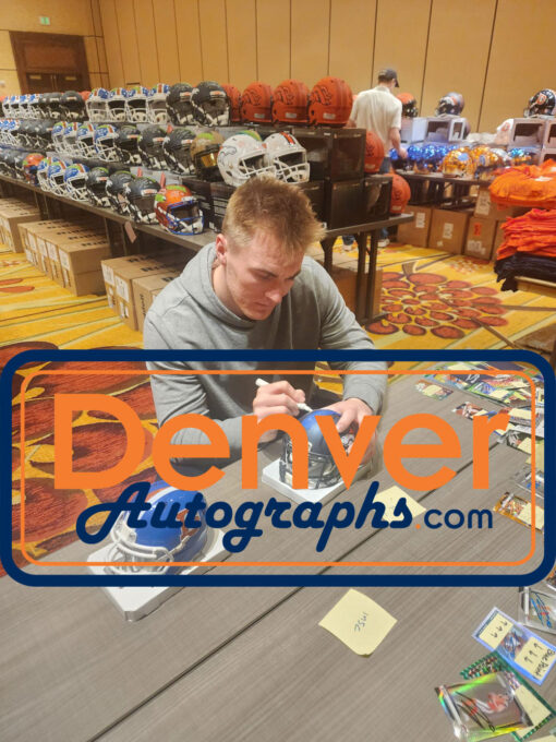 Bo Nix Autographed/Signed Denver Broncos 2024 Mini Helmet Beckett Witness 49625