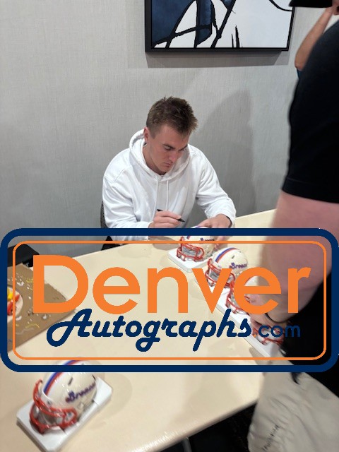 Bo Nix Autographed/Signed Denver Broncos Retro Mini Helmet Beckett Witness 56420 6 Bo Nix Autographed/Signed Denver Broncos Retro Mini Helmet Beckett Witness 56420