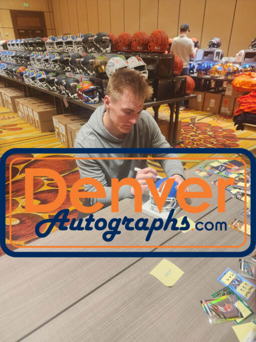 Bo Nix Autographed/Signed Denver Broncos TB Mini Helmet Beckett Witness 49620
