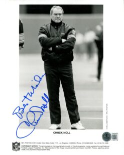 Chuck Noll Autographed Pittsburgh Steelers 8x10 Photo Best Wishes Beckett 56618