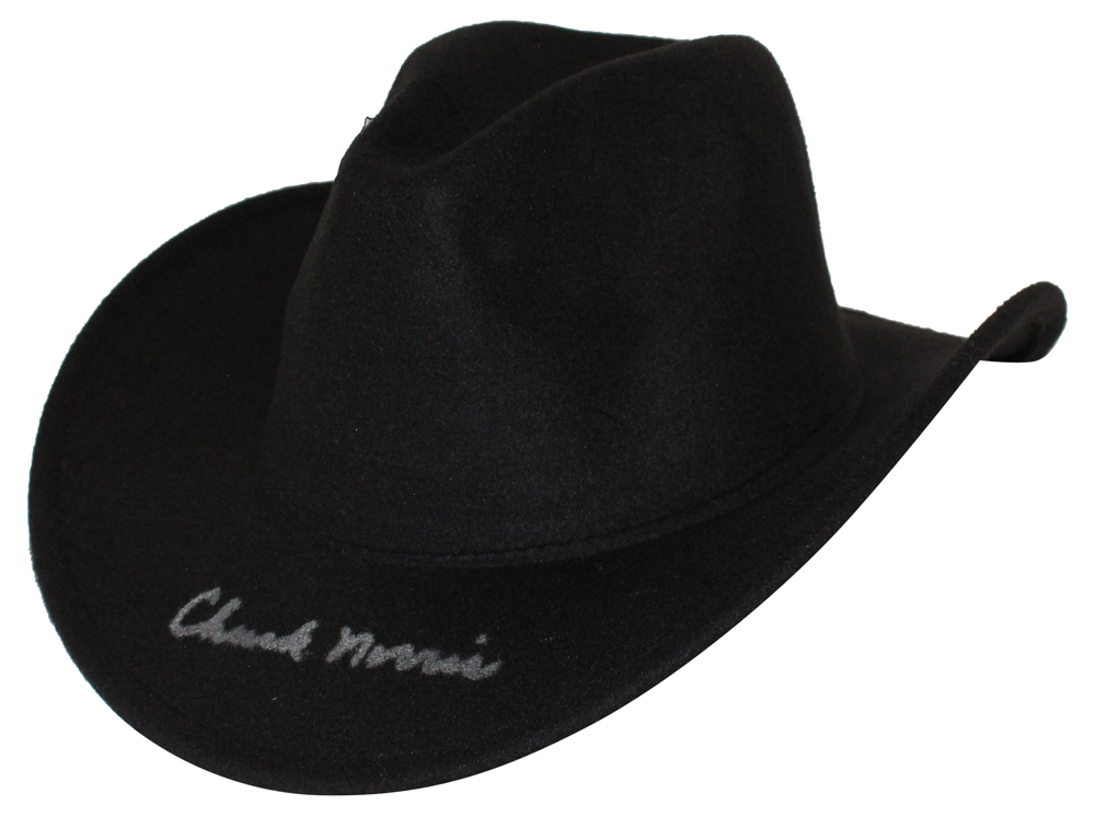 Chuck Norris Autographed/Signed Texas Ranger Black Cowboys Hat JSA