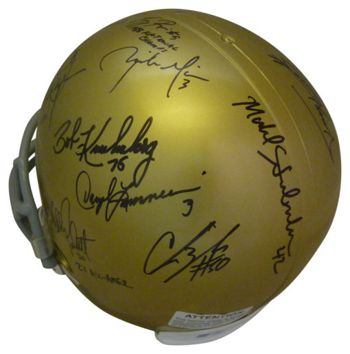 Notre Dame Team Signed Replica Helmet 20 Legends Bleier Rudy Mirer JSA 12598