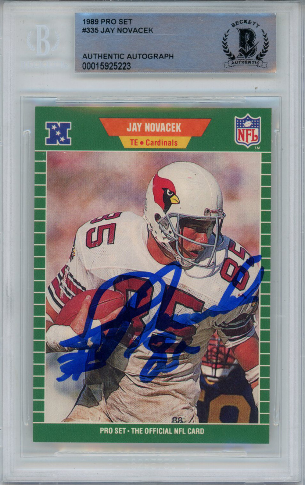 Jay Novacek Autographed 1989 Pro Set #335 Rookie Card Beckett Slab