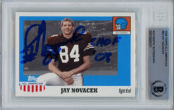 Jay Novacek Signed 2005 Topps All American #85 Trading Card Beckett Slab