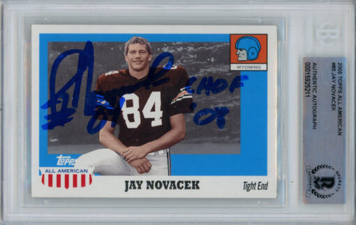 Jay Novacek Signed 2005 Topps All American #85 Trading Card Beckett Slab