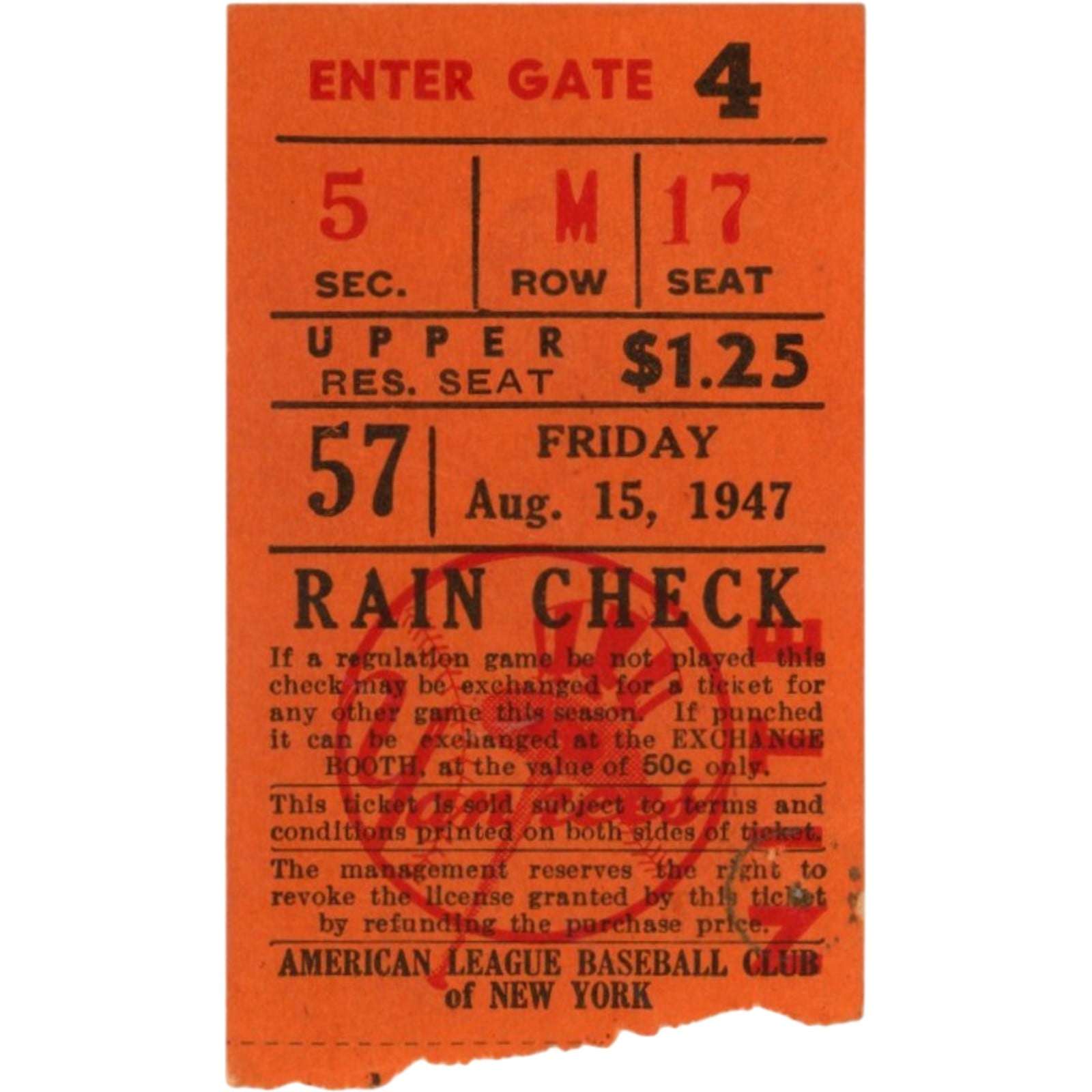 Unautographed Ticket Stub New York Yankees vs Boston Red Sox Ted Williams 58743 1 Unautographed Ticket Stub New York Yankees vs Boston Red Sox Ted Williams 58743