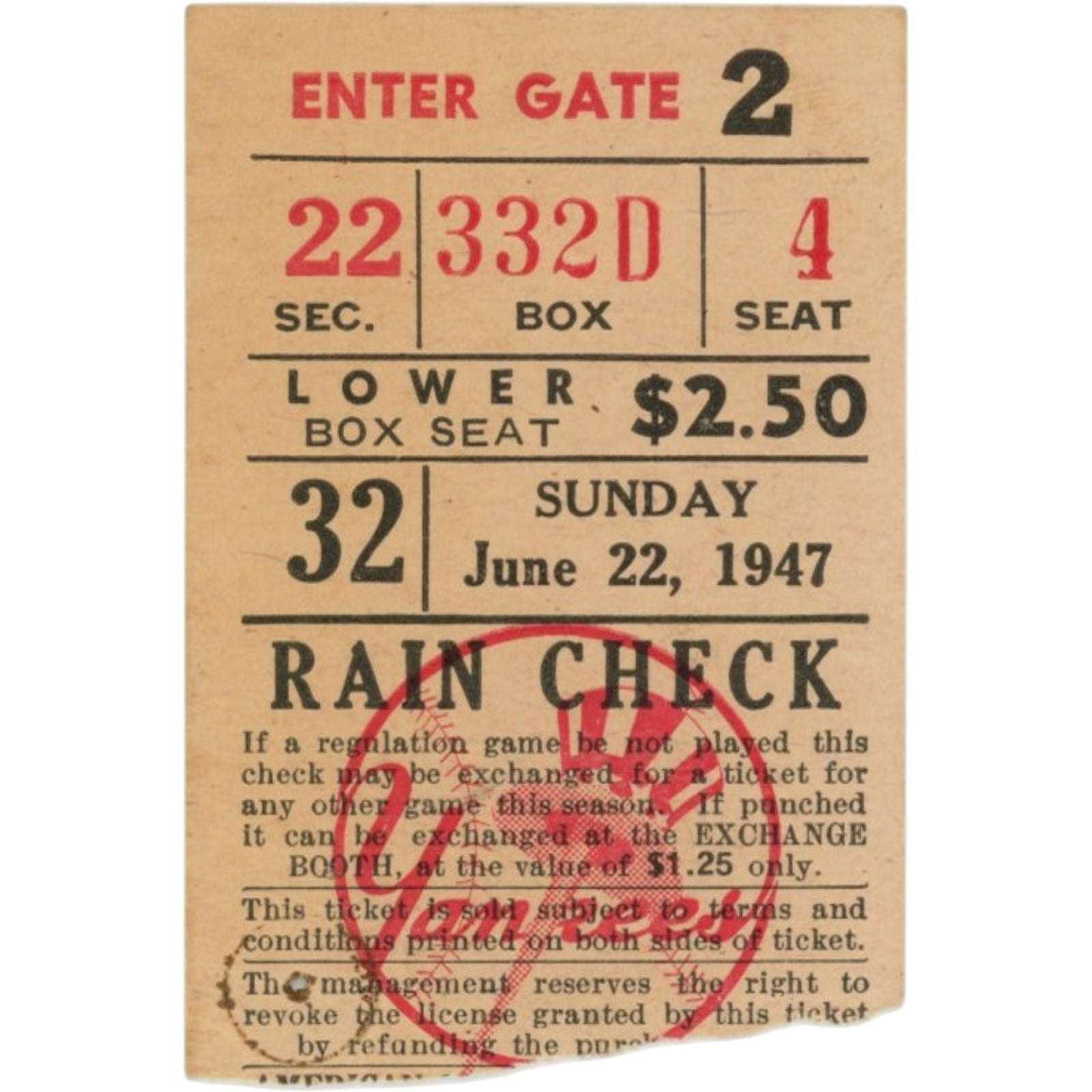 Unautographed Ticket Stub New York Yankees vs Detroit Tigers Berra Slam 58740