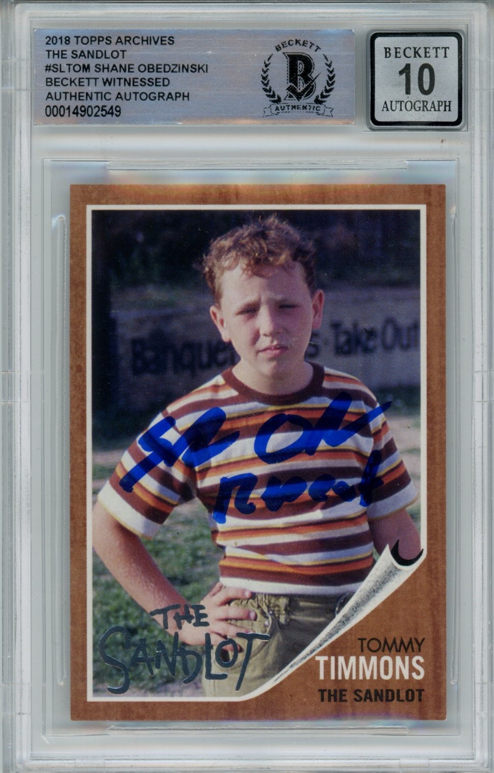 Shane Obexzinski Signed The Sandlot Topps Archive Beckett Auto 10