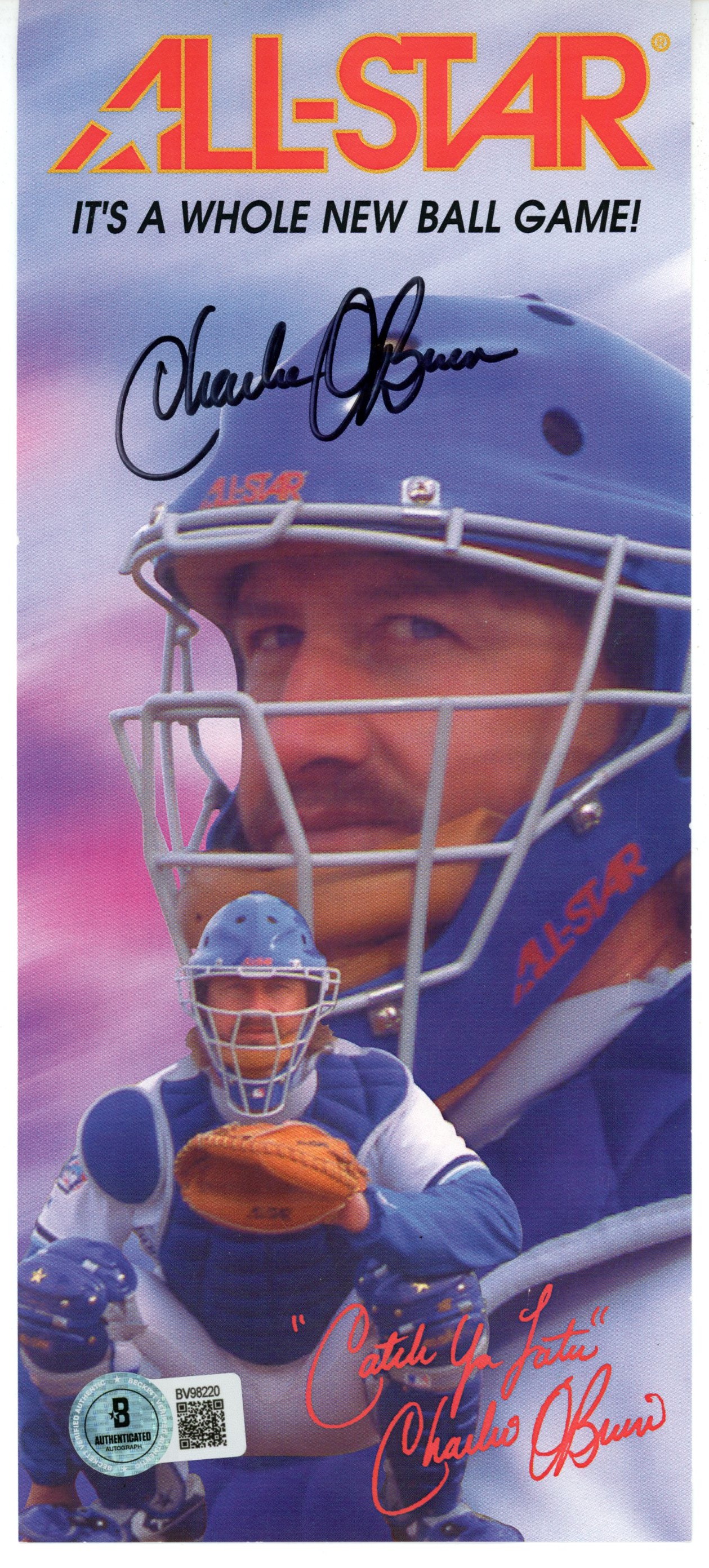 Charlie O'Brien Autographed Toronto Blue Jays All-Star Brochure Beckett 56091