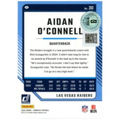 Aidan O'Connell Autographed/Signed 2024 Donruss #30 Trading Card Beckett 53245