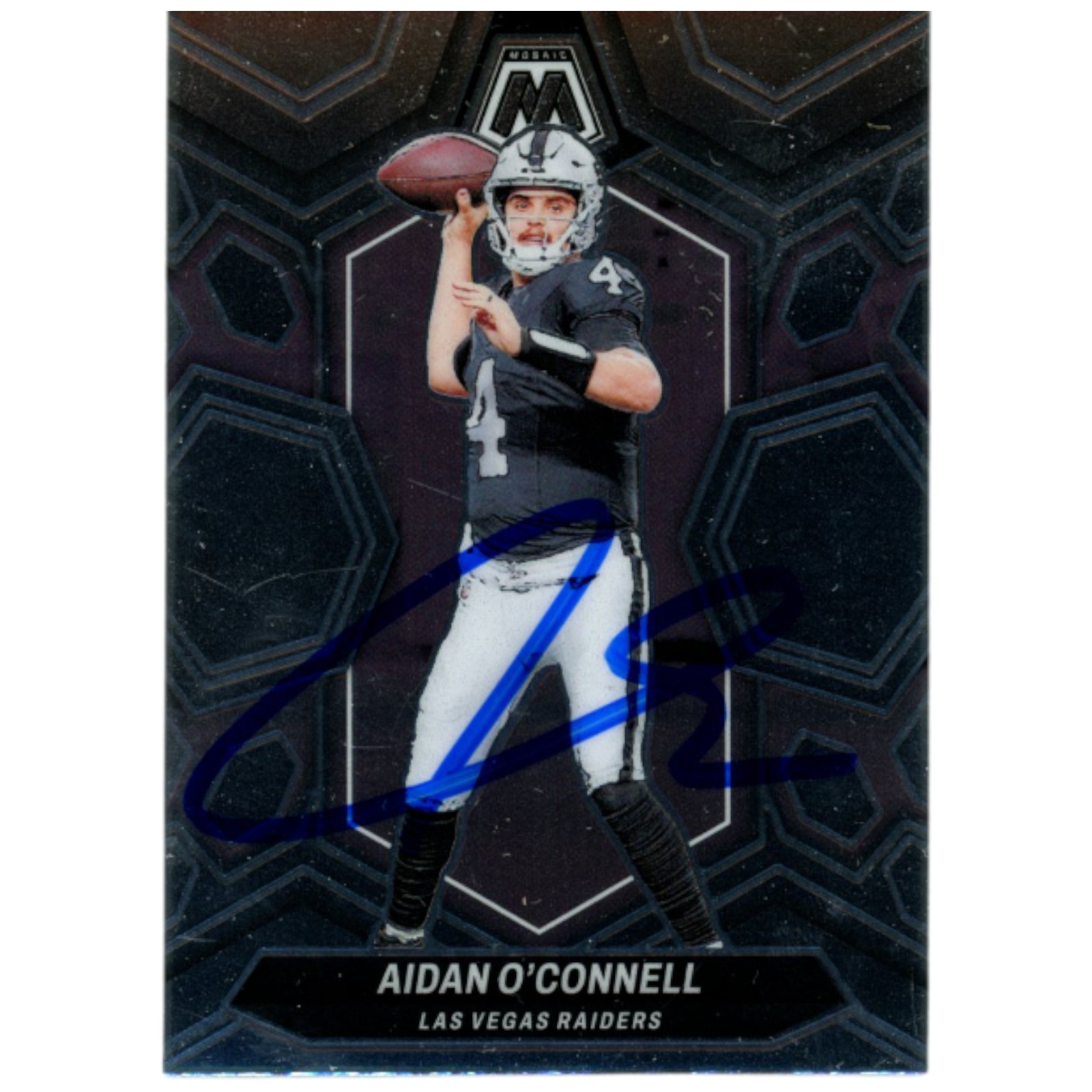 Aidan O'Connell Autographed/Signed 2024 Mosaic #113 Tading Card Beckett 53248