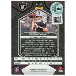 Aidan O'Connell Autographed/Signed 2024 Mosaic #113 Tading Card Beckett 53248