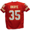 Christian Okoye Autographed/Signed Pro Style Red XL Jersey BAS 25567