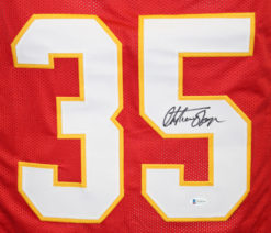Christian Okoye Autographed/Signed Pro Style Red XL Jersey BAS 25567