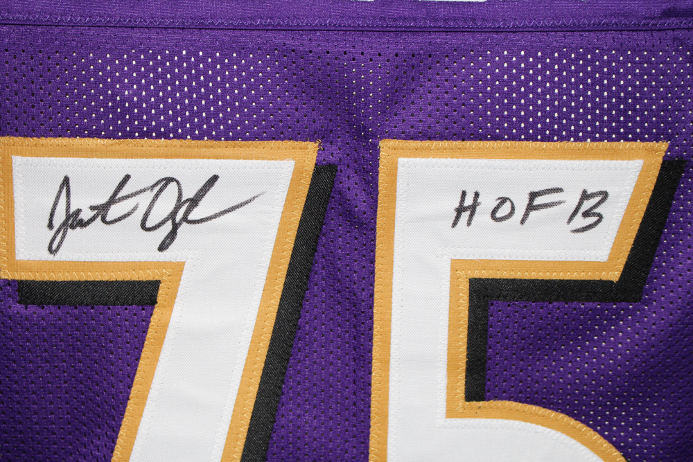 Jonathan Ogden Autographed/Signed Pro Style Purple XL Jersey HOF Beckett