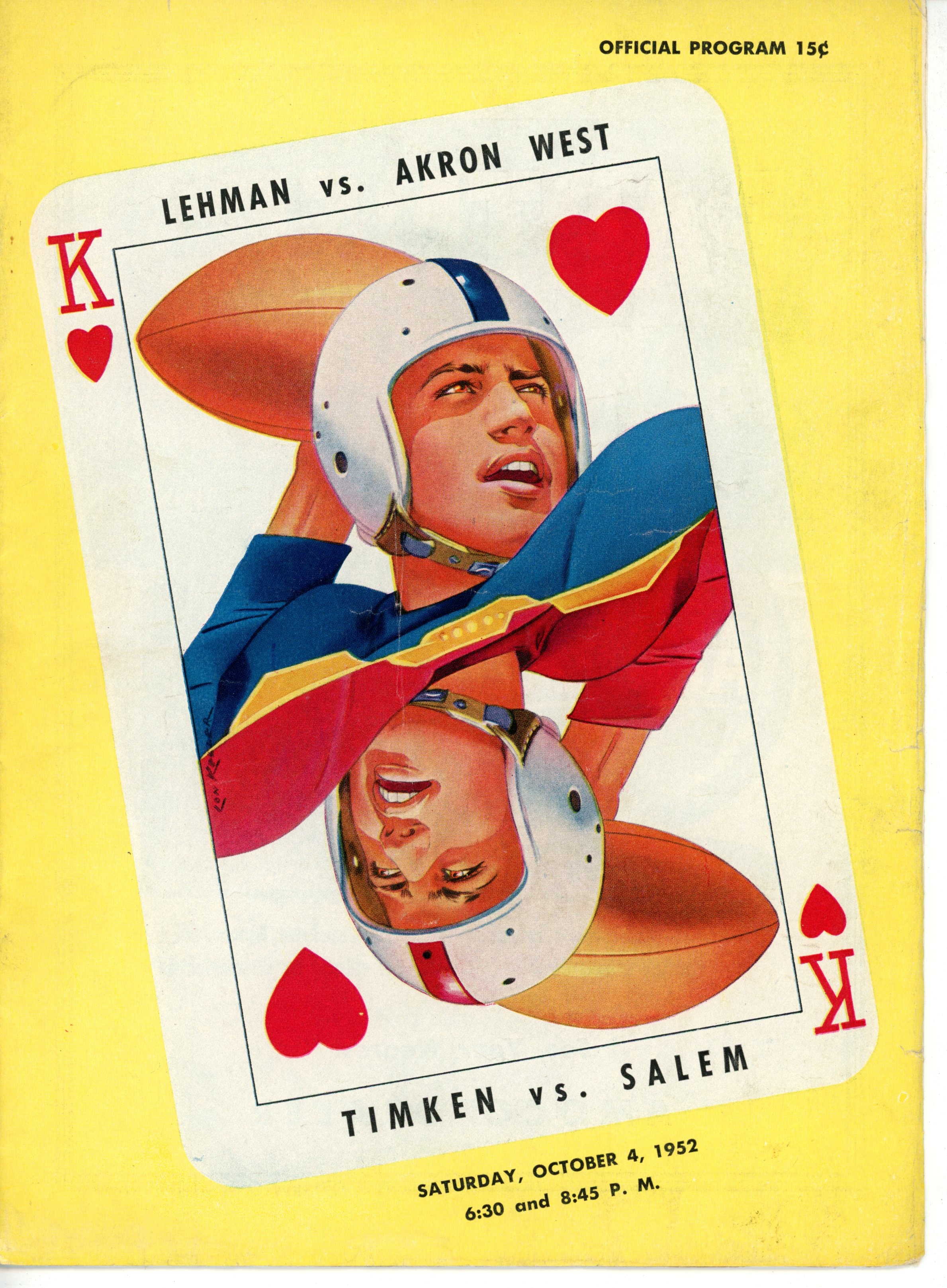 Ohio High School Football Program 10/04/1952 Canten-Lehman v. Akron West 55934