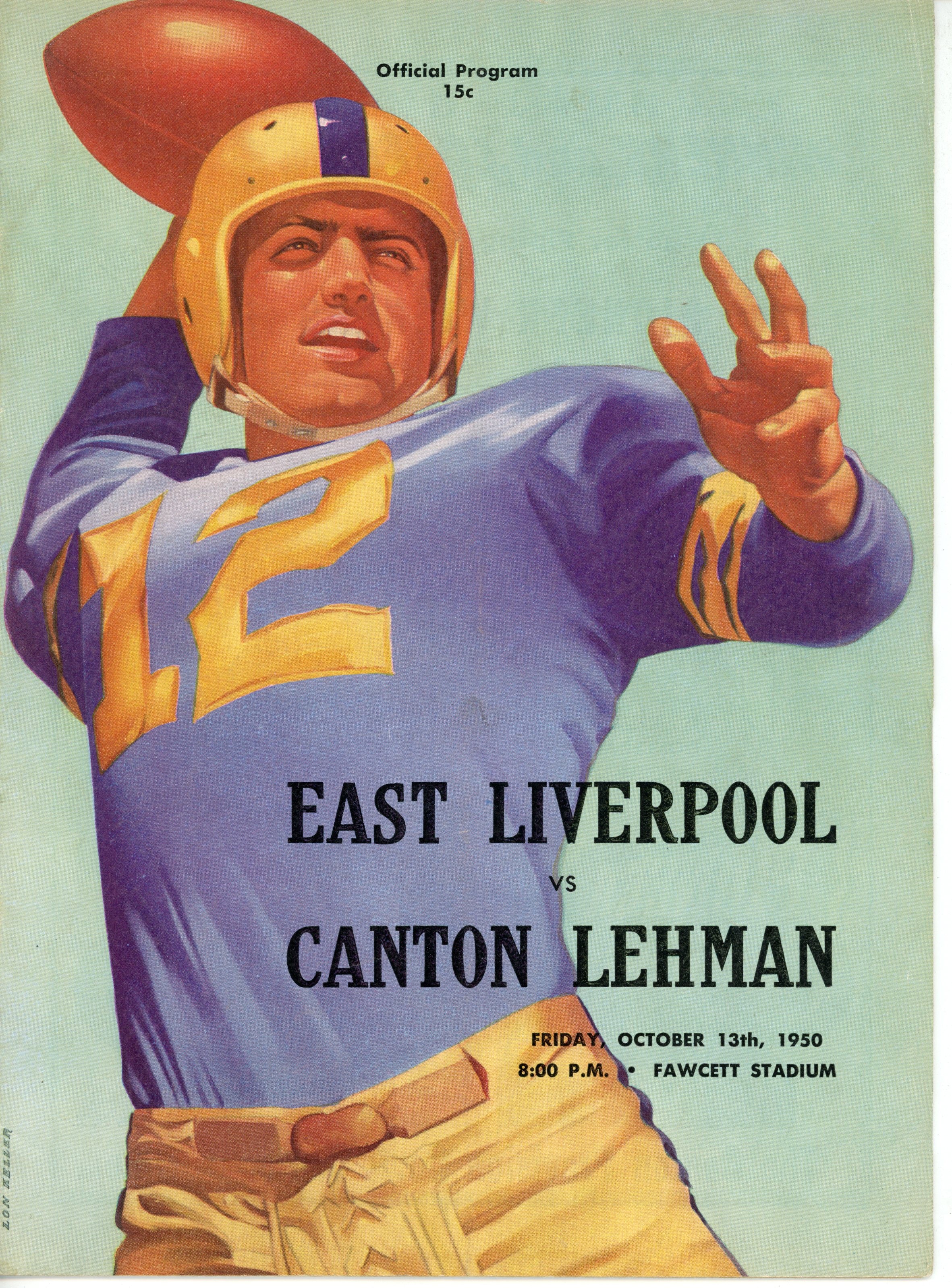 Ohio High School Football Program 10/13/1950 Canten-Lehman v. E. Liverpool 55931