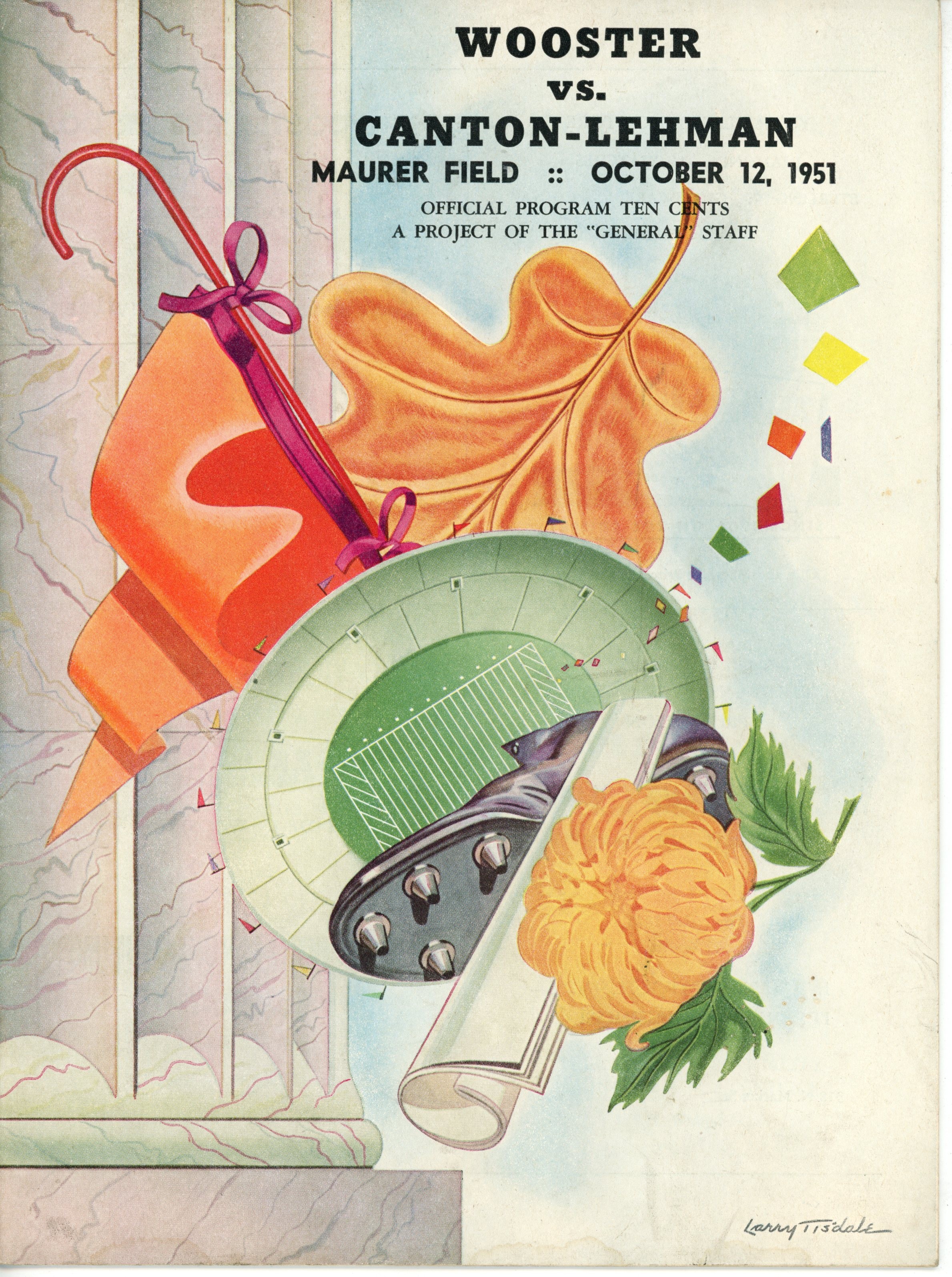 Ohio High School Football Program 10/12/1951 Canten-Lehman v. Wooster 55926