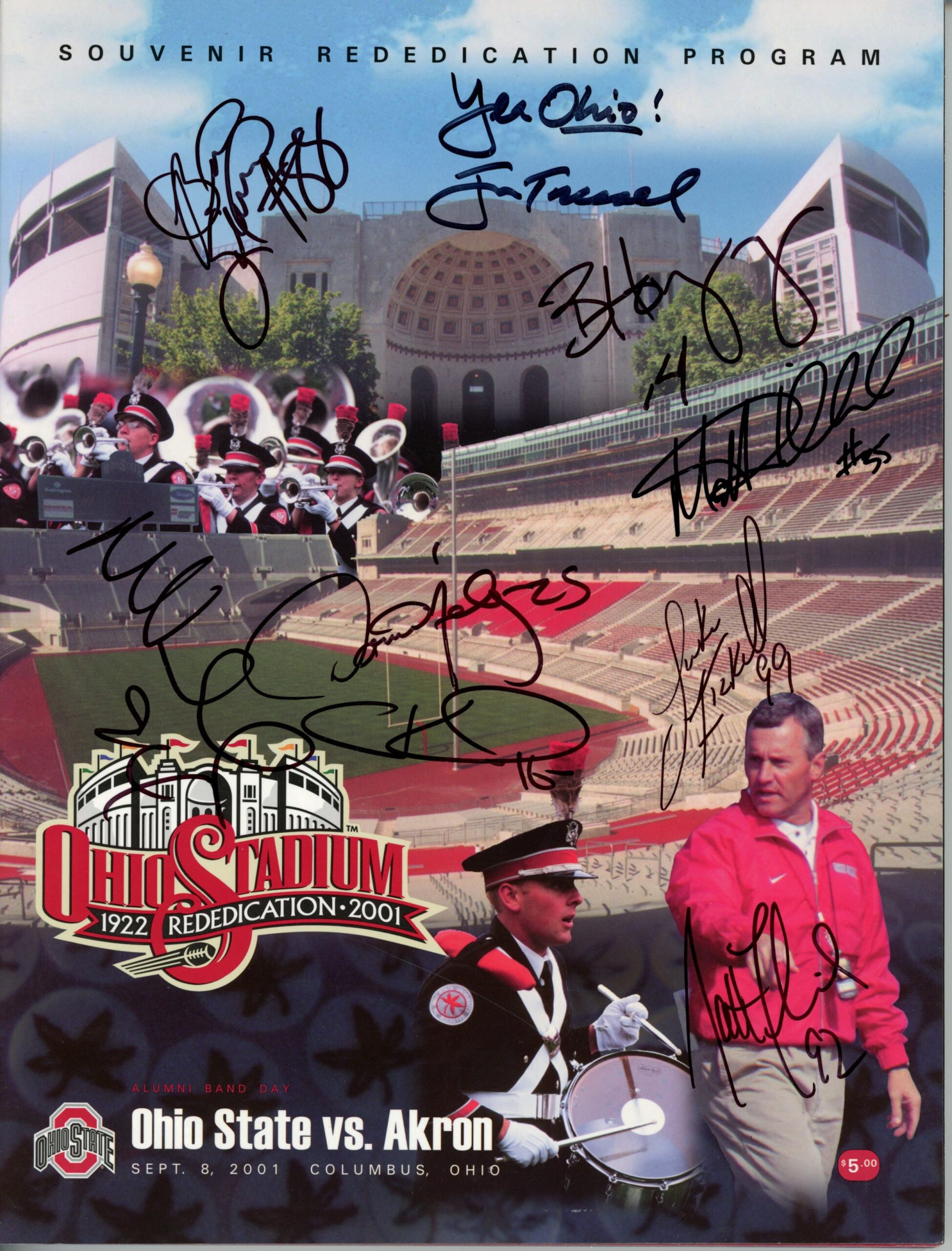 Tressel Fickell Hartsock Green +4 Signed Ohio State Buckeyes Magazine JSA 55083