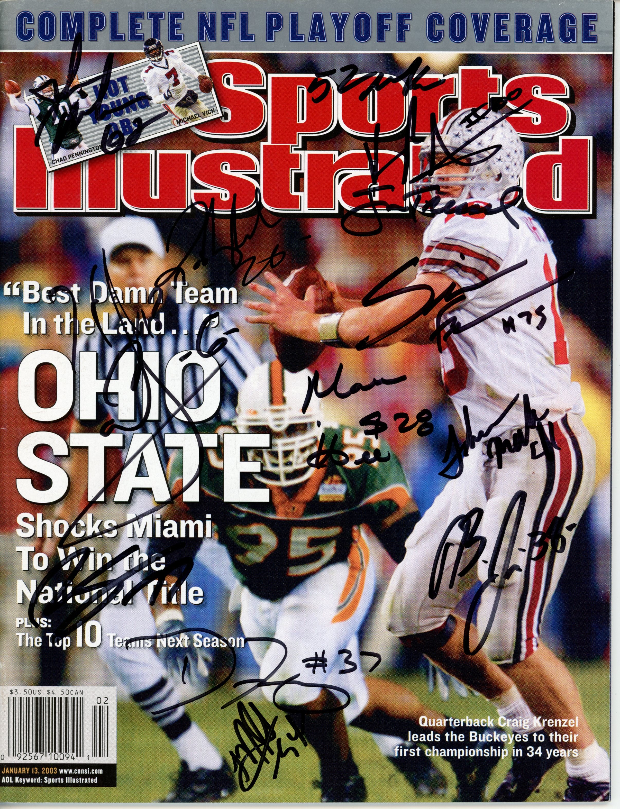 Jim Tressel Anderson Joe Hall +7 Signed Ohio State Buckeyes Magazine JSA 55100