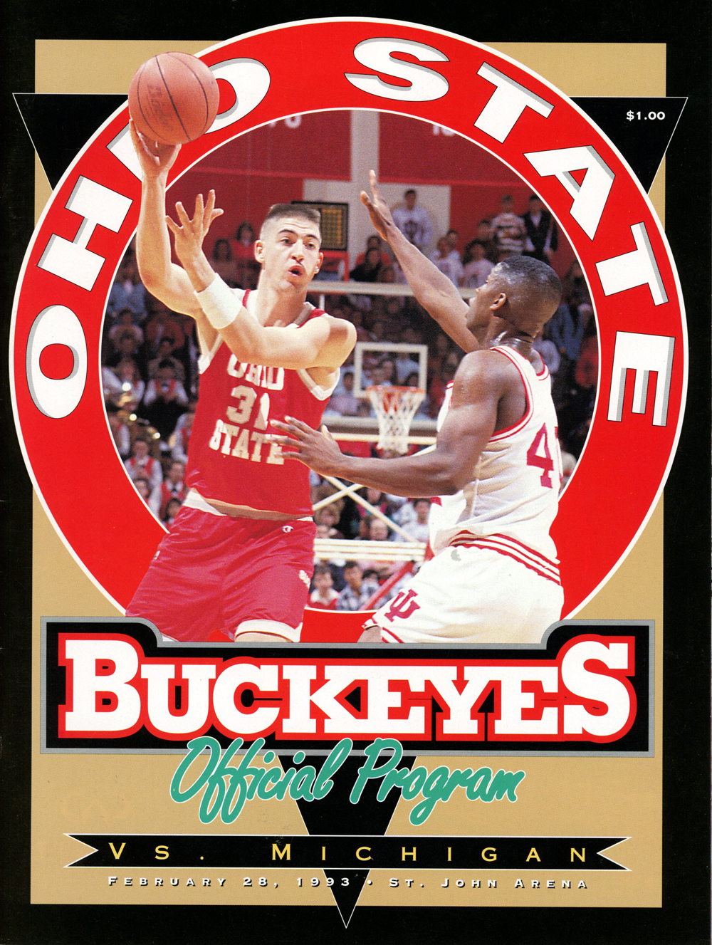 Ohio State Buckeyes vs Michigan Wolverines 2/28/1993 Program