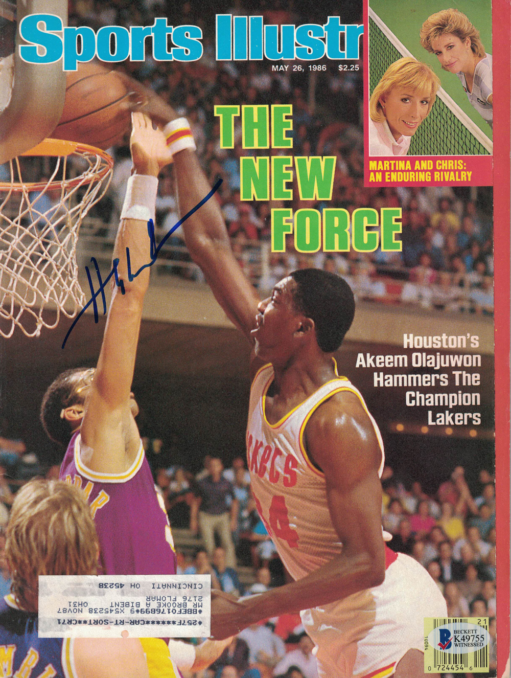Hakeem Olajuwon Signed Houston Rockets Sports Illustrated 5/26/86 BAS 24417