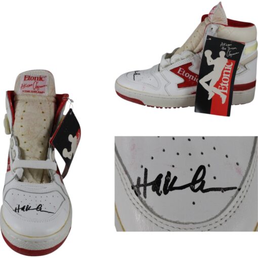 Hakeem Olajuwon Signed Houston Rockets Etonic Black Sz 9 L Shoe Beckett 49269