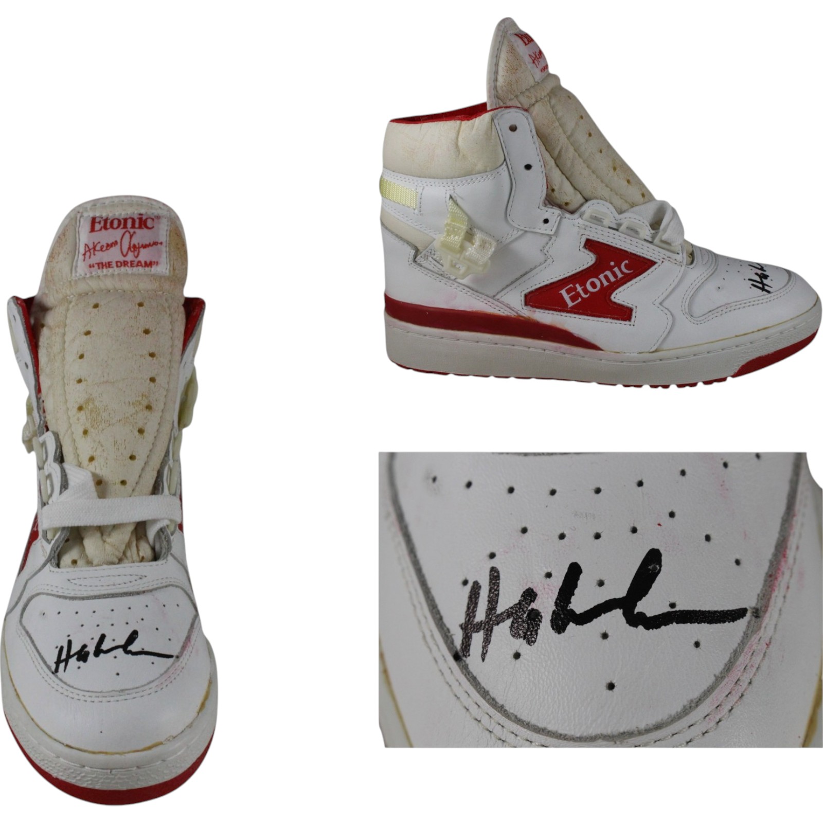 Hakeem Olajuwon Signed Houston Rockets Etonic Black Sz 9 R Shoe Beckett 49290