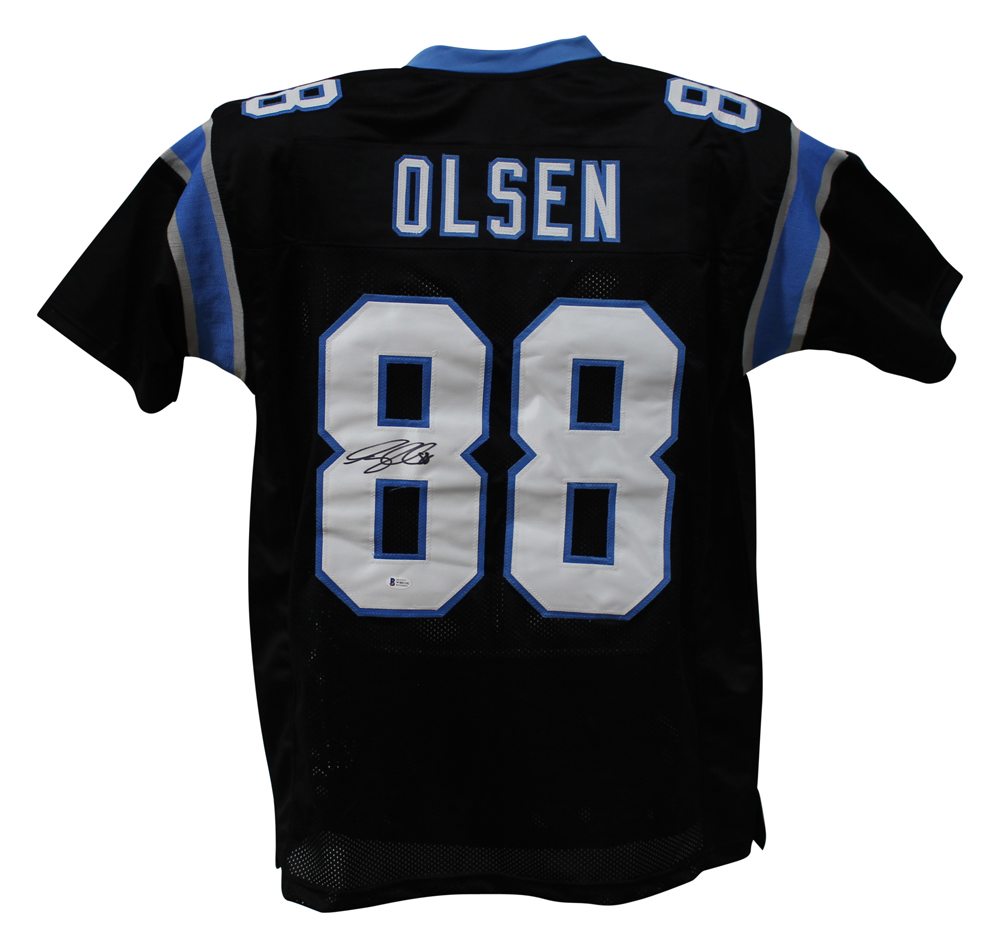 Greg Olsen Autographed/Signed Pro Style Black XL Jersey Beckett