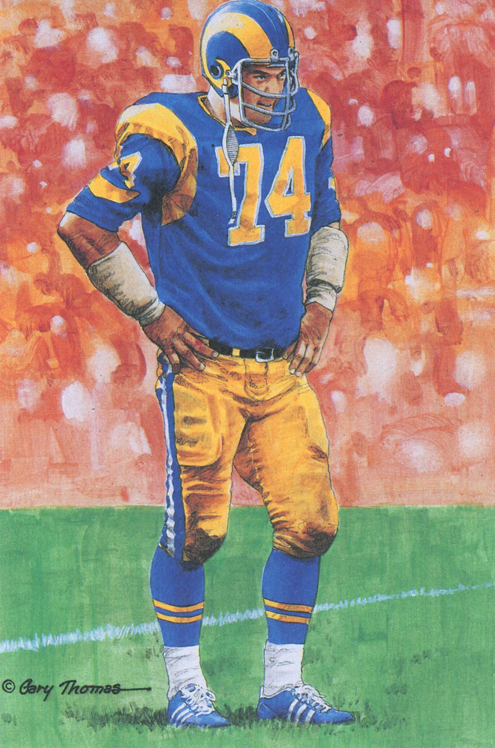 Merlin Olsen Unsigned 1989 Series One Goal Line Art Card St Louis Rams