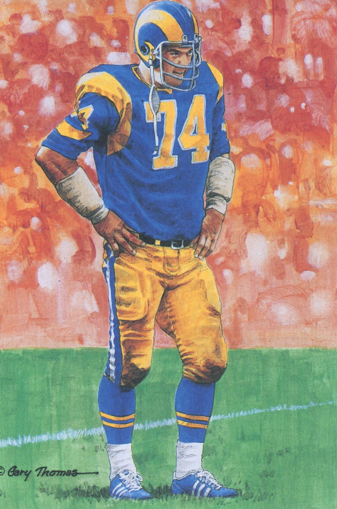 Merlin Olsen Los Angeles Rams Goal Line Art Card Series 1 No. 21 LE /5000 58130