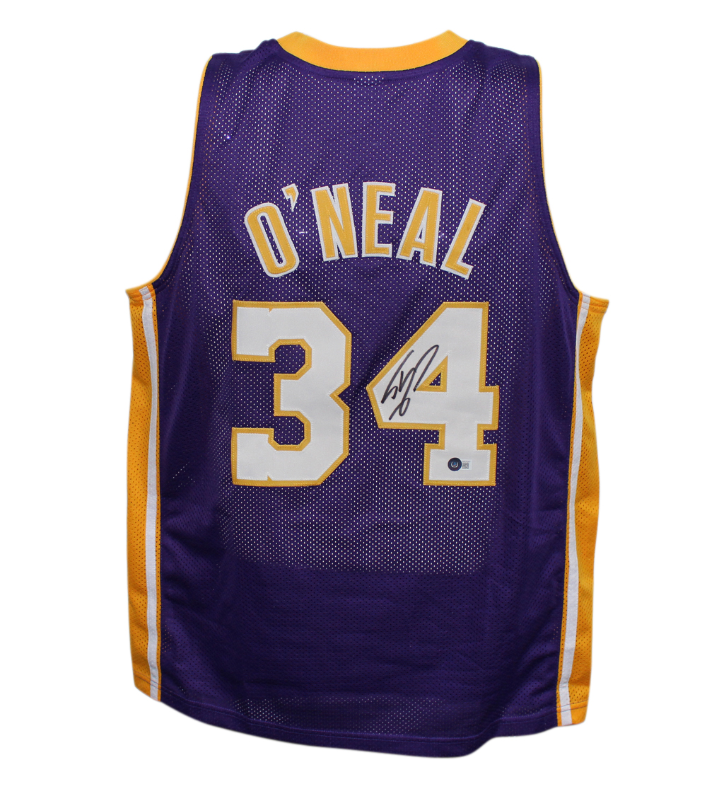 Shaquille O'Neal Autographed/Signed Pro Style Purple XL Jersey Beckett