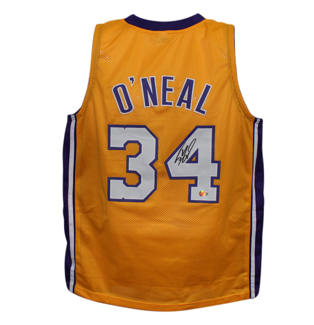Shaquille O'Neal Autographed/Signed Pro Style Yellow XL Jersey Beckett
