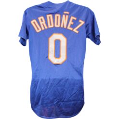 Rey Ordonez Autographed/Signed New York Mets sz 38 Majestic Jersey Beckett 51548
