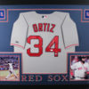 David Ortiz Autographed Boston Red Sox Framed Gray XL Jersey FAN 11082