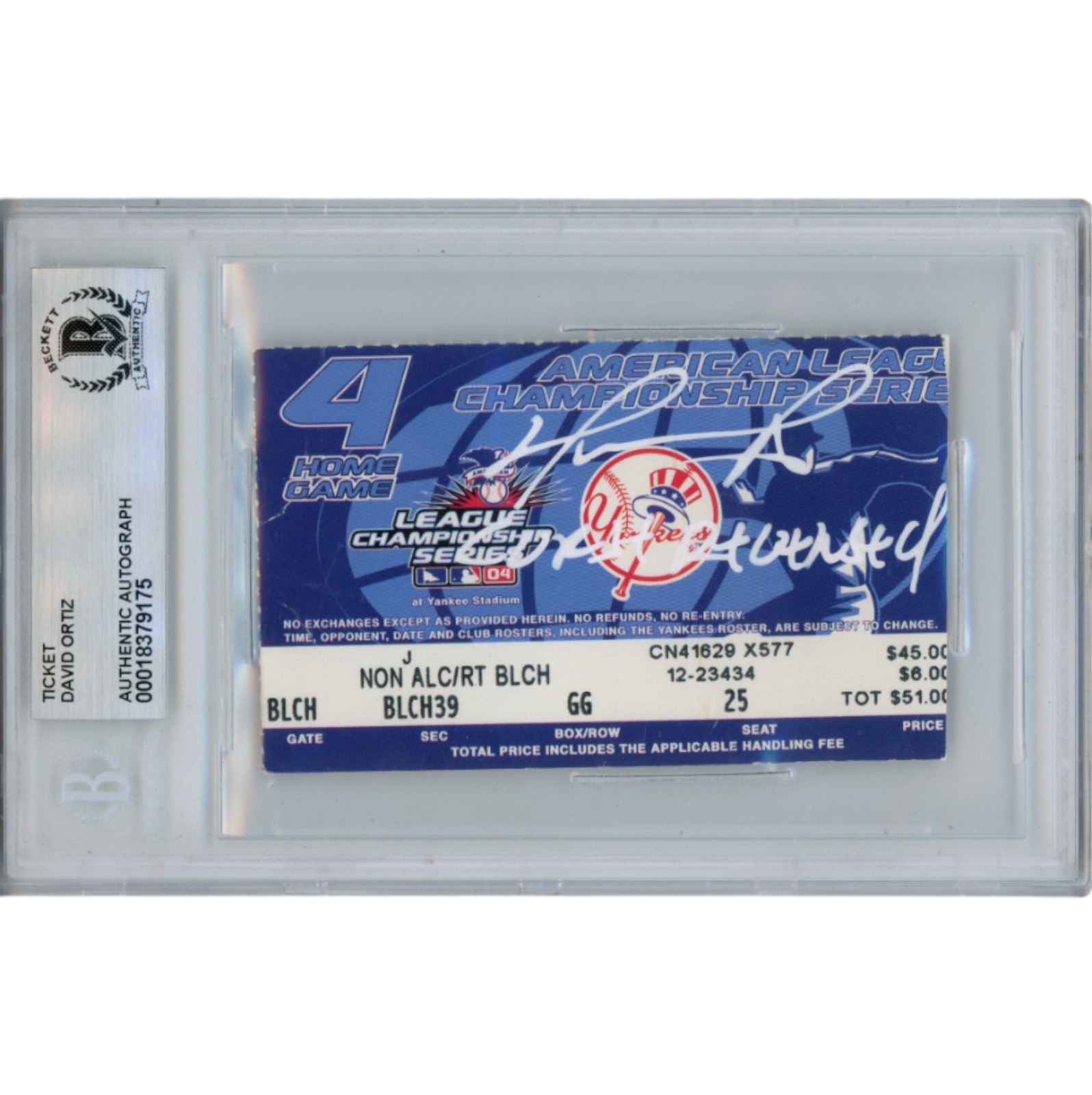 David Ortiz Autographed Boston Red Sox 04 ALCS Curse Reversed Tix Beckett 53166 1 David Ortiz Autographed Boston Red Sox 04 ALCS Curse Reversed Tix Beckett 53166